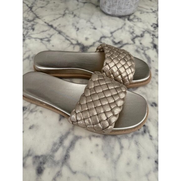Dolce Vita Womens Gold Grazie Basketweave Slip On Slide Sandals Size US 8 - Picture 4 of 5
